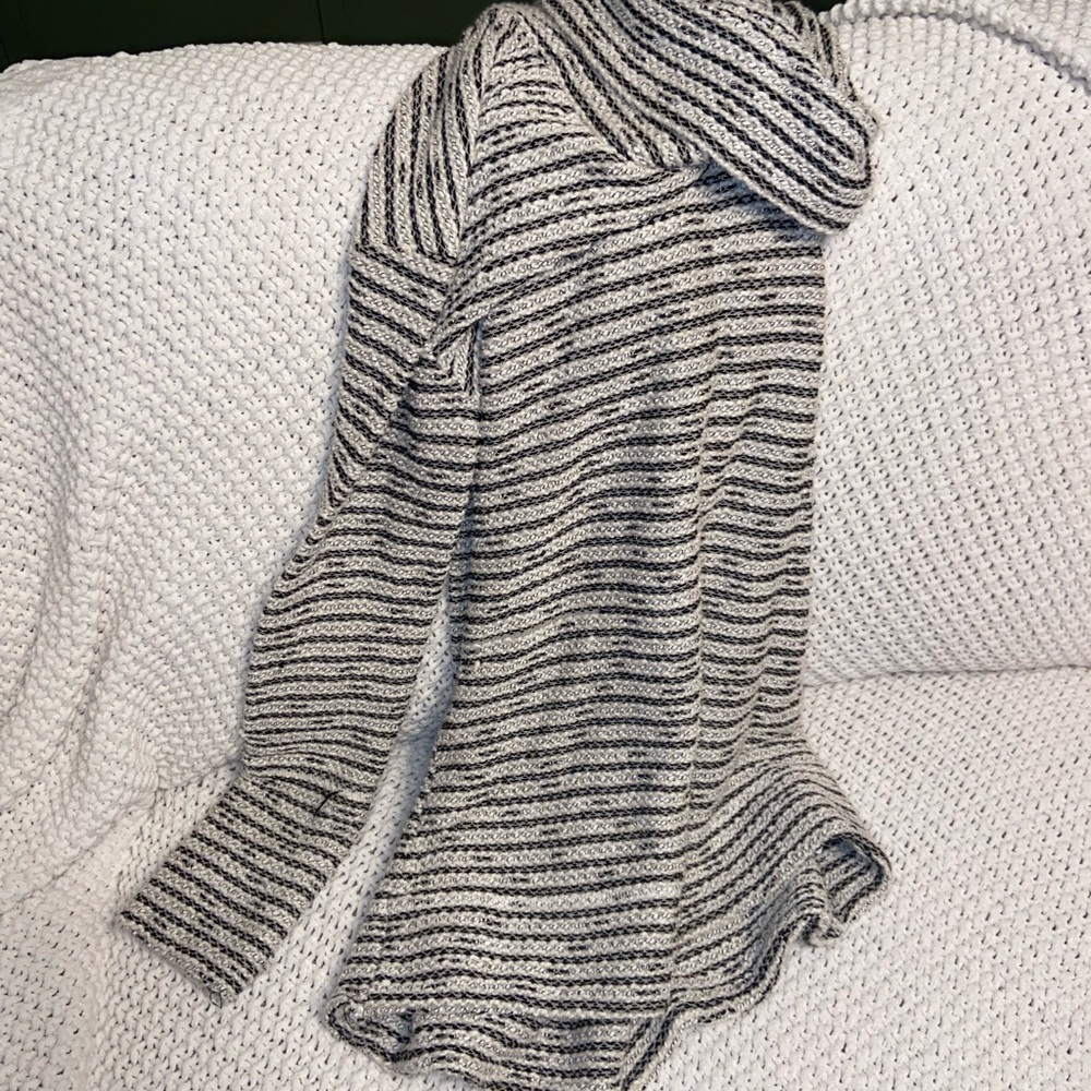 Merona Black and White Striped Cowl Neck Sweater